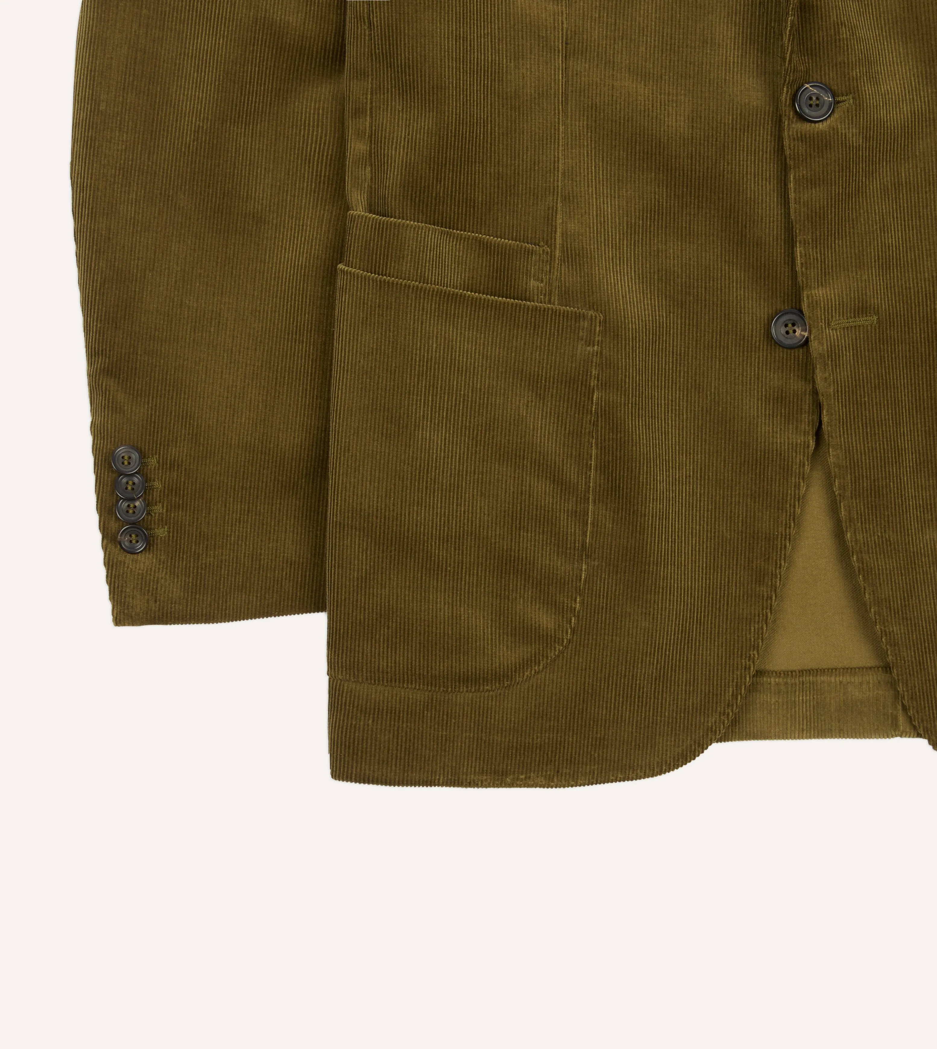 Olive Green Mid-Wale Cotton Corduroy Tailored Jacket