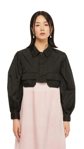 Puff Sleeves Nylon Short Shirt Jacket