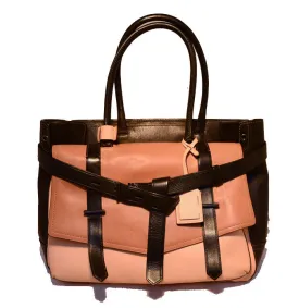 Reed Krakoff Black and Tan Leather Portfolio Tote Bag