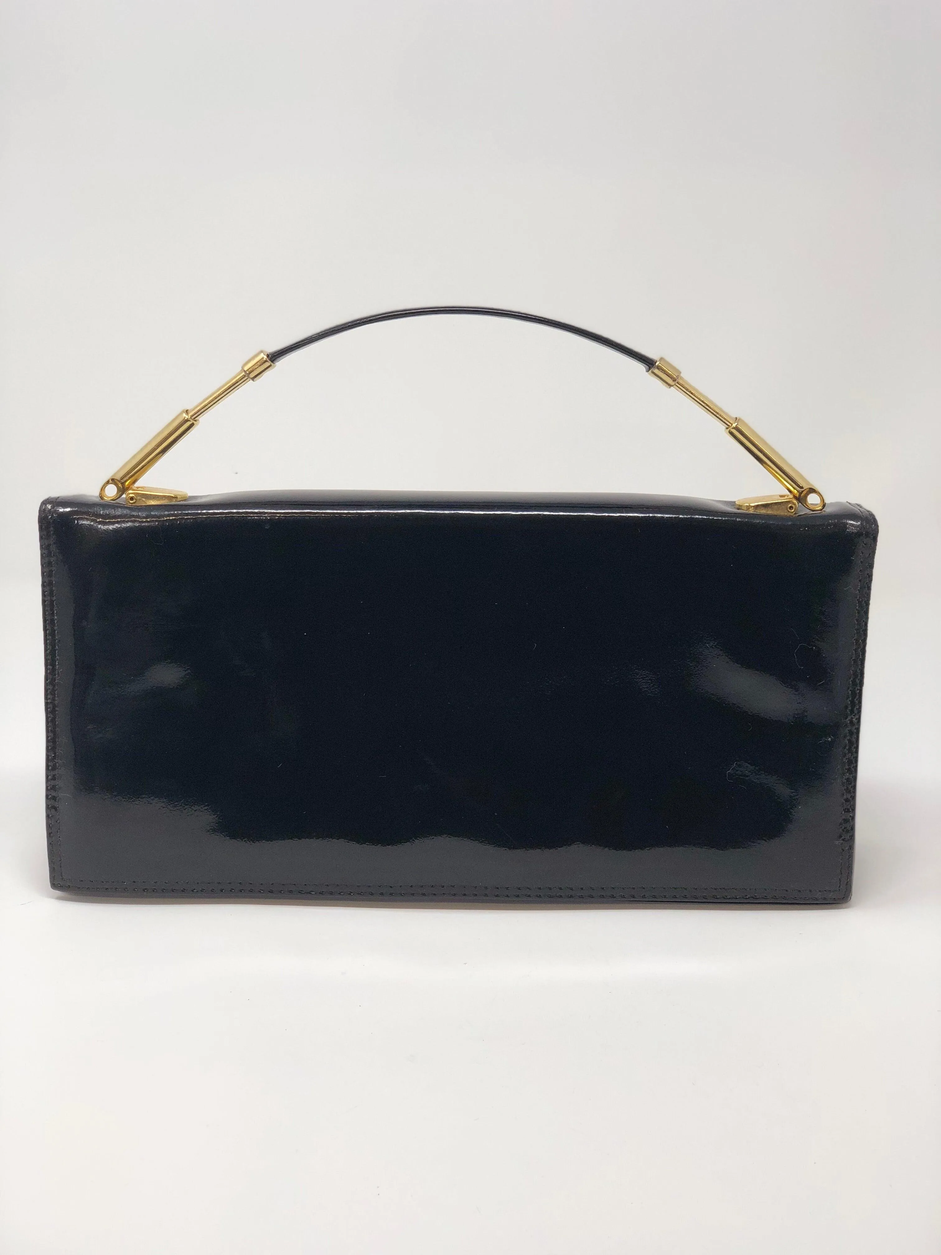 Rowallan Vintage Leather Handbag Black Patent Leather