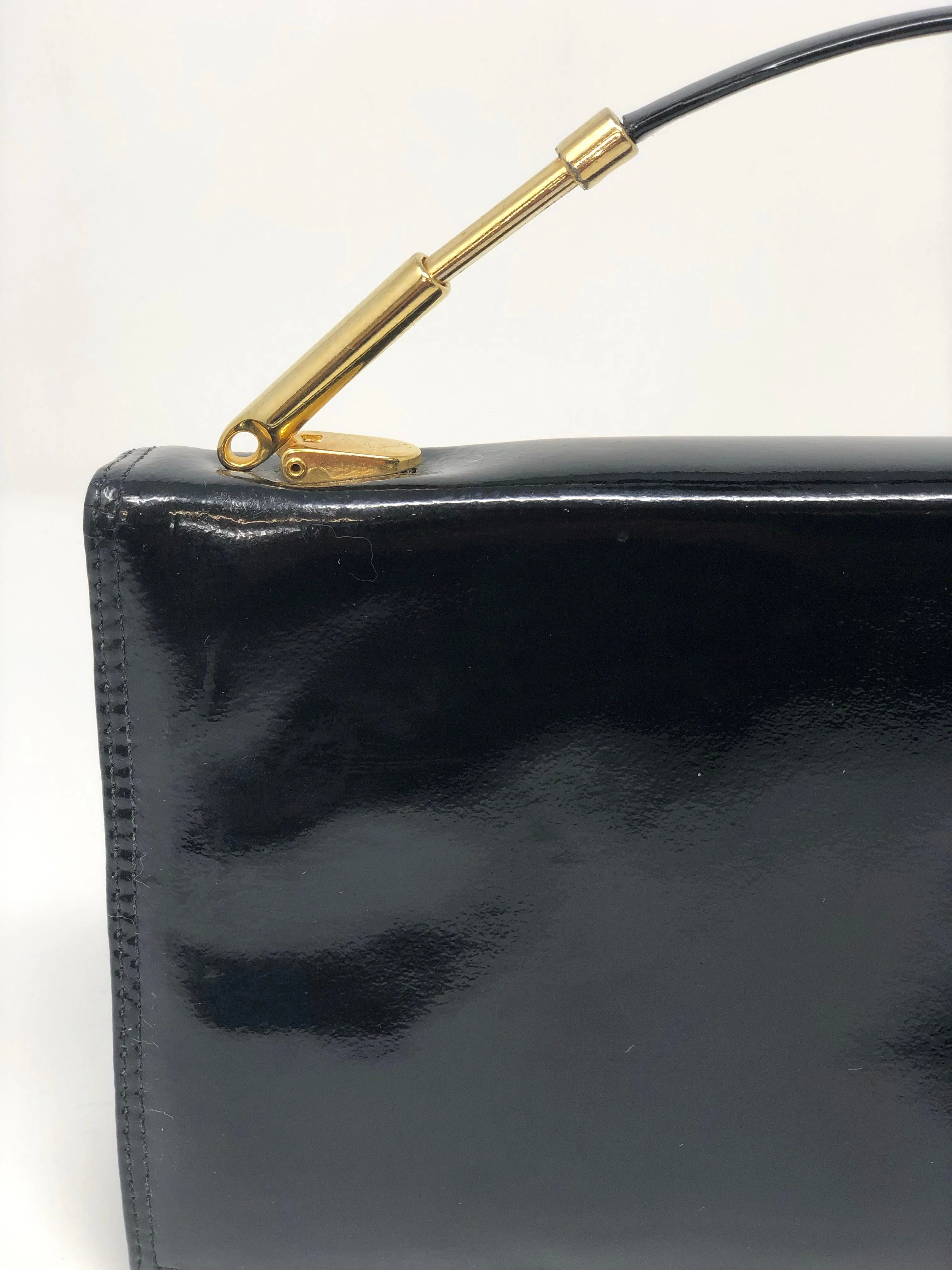 Rowallan Vintage Leather Handbag Black Patent Leather