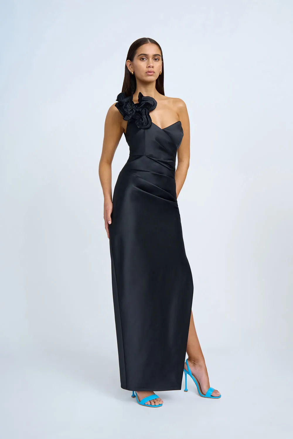 Ruby Romance One Shoulder Long Line Dress - Black