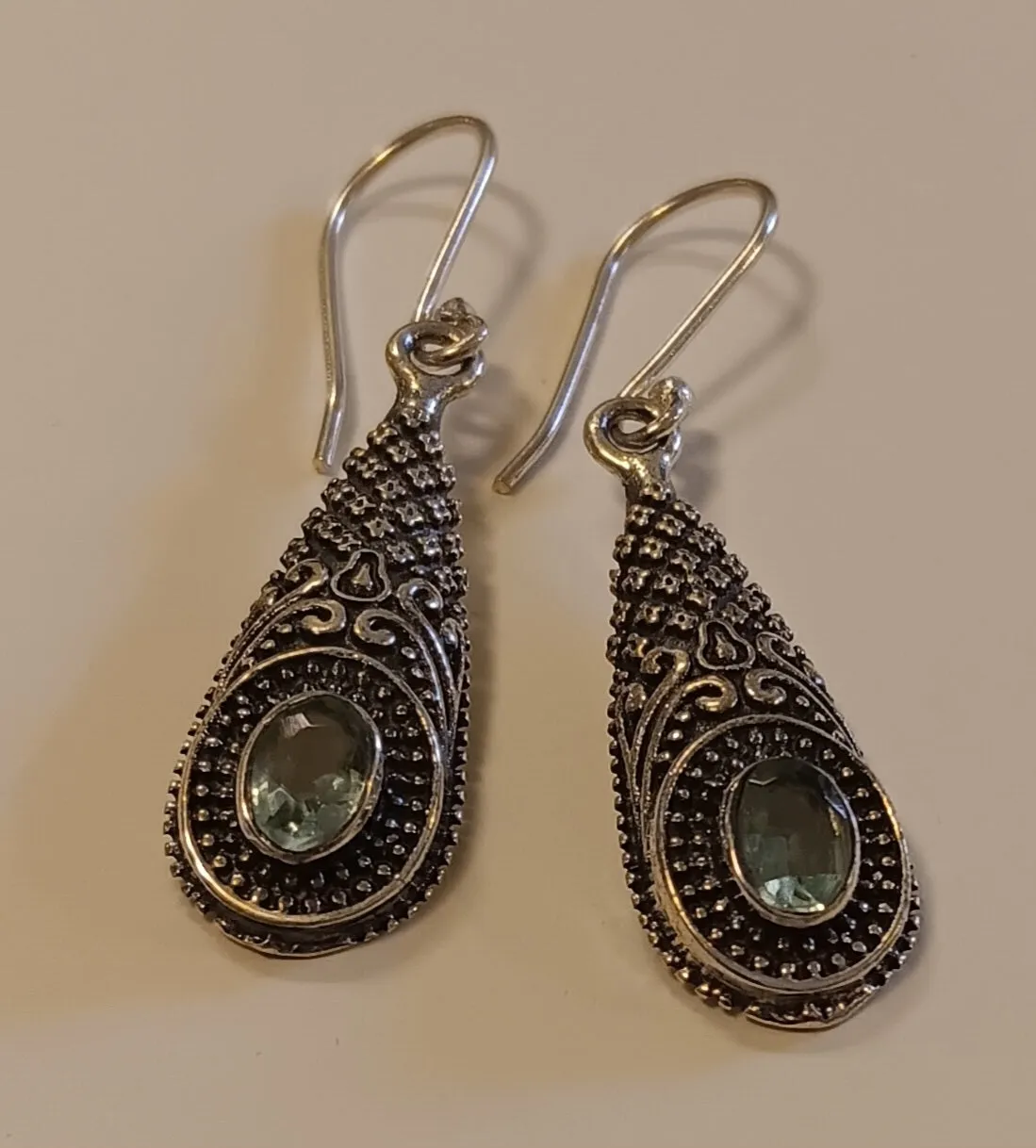 Sterling Silver & Blue Topaz Earrings ~ Embellished Drops