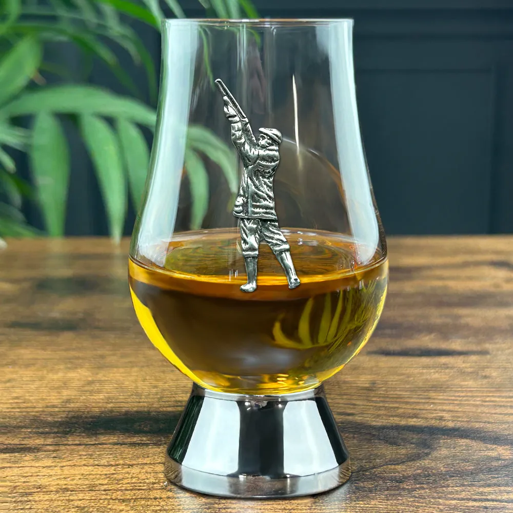 The Glencairn Whisky  Glass With Pewter Base and Shooting Badge 200ml