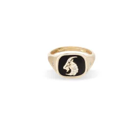 Zodiac Ceramic   Diamond Capricorn Signet Ring